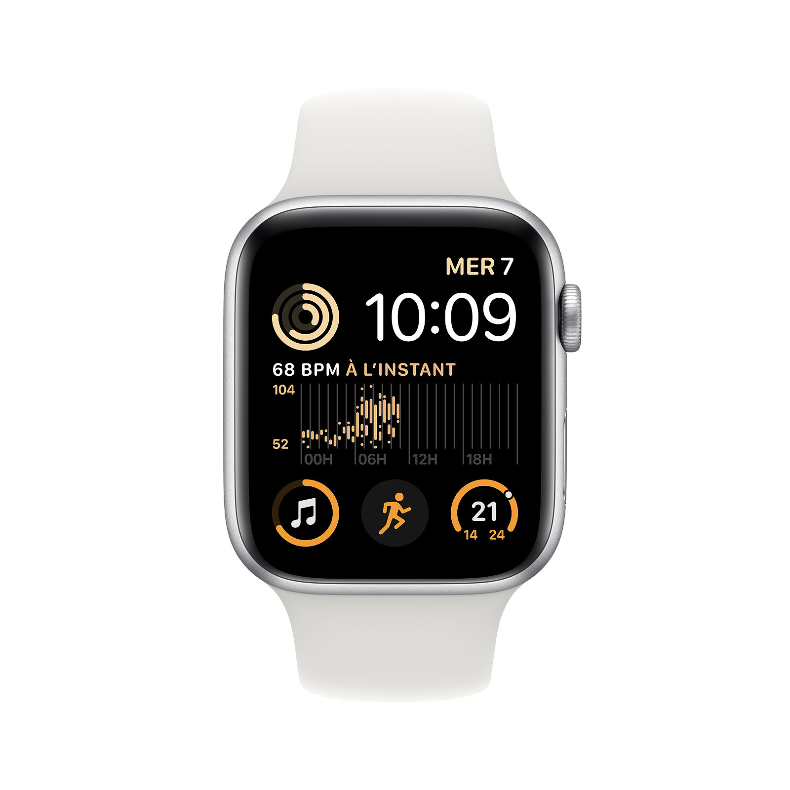 Apple Watch SE (2022) Silver Aluminium Sport Band White 44 mm