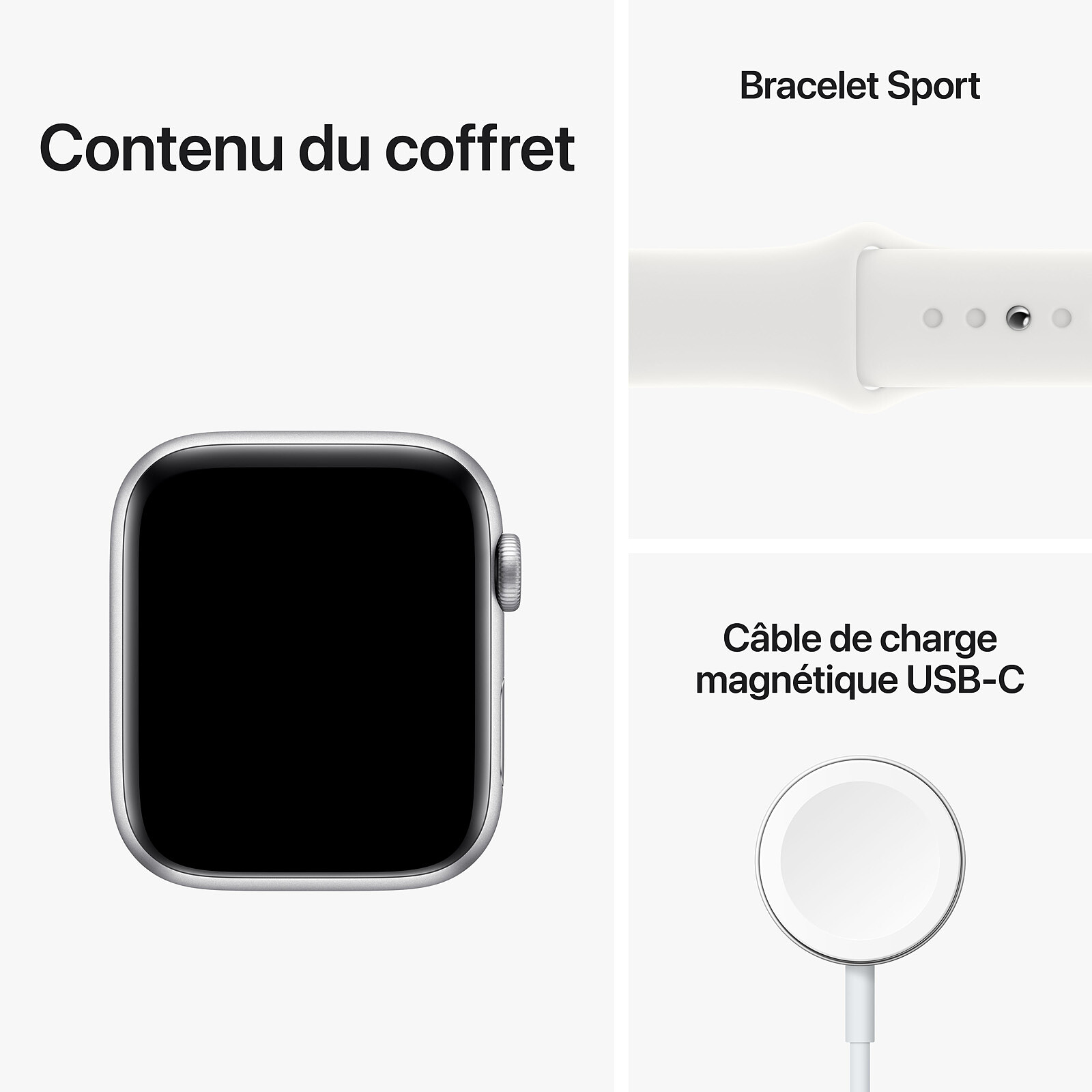 Apple Watch SE (2022) Silver Aluminium Sport Band White 44 mm
