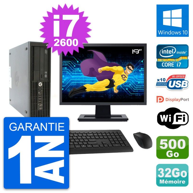 Computadora de escritorio HP Z210 SFF | Pantalla de 19 pulgadas | Procesador Intel i7-2600 | 32 GB de RAM | Disco duro de 500 GB | Windows 10 | WiFi integrado