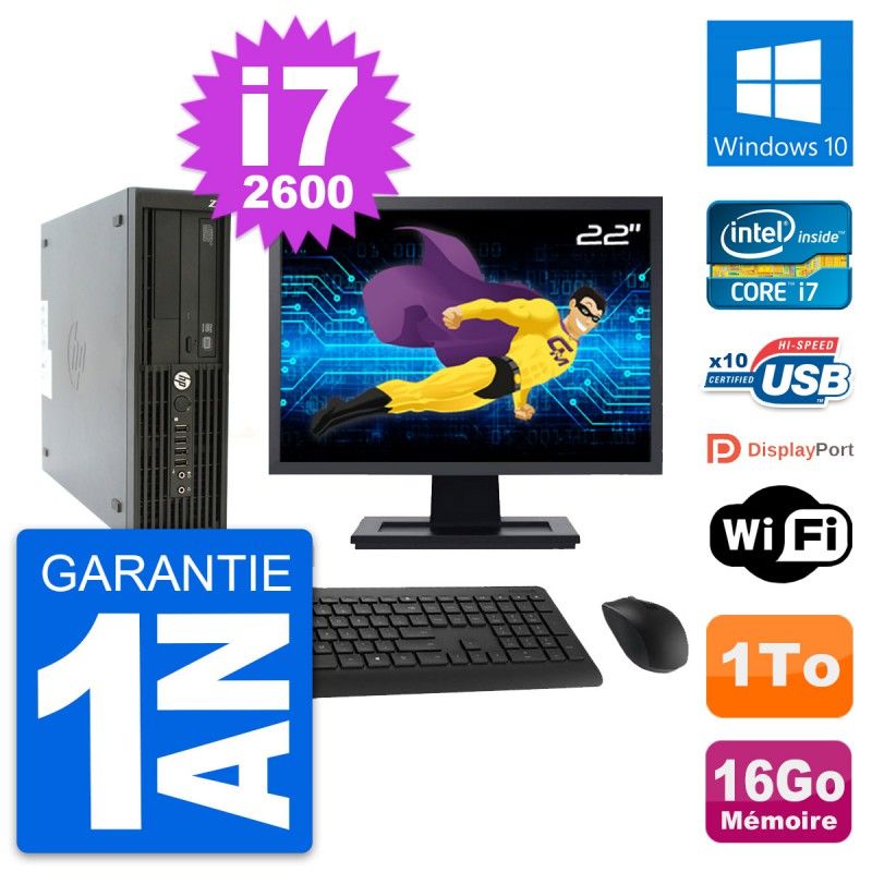 HP Z210 SFF Desktop Computer | 22" Screen | Intel Core i7-2600 | 16GB RAM | 1TB HDD | Windows 10