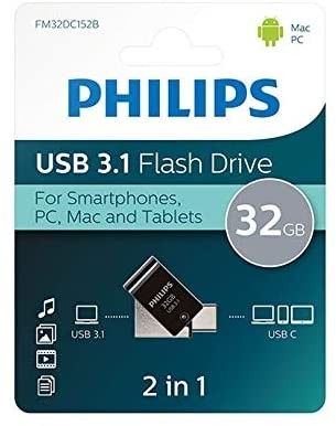 Philips 2-in-1 USB-C Drive 32GB Black OTG + USB 3.1