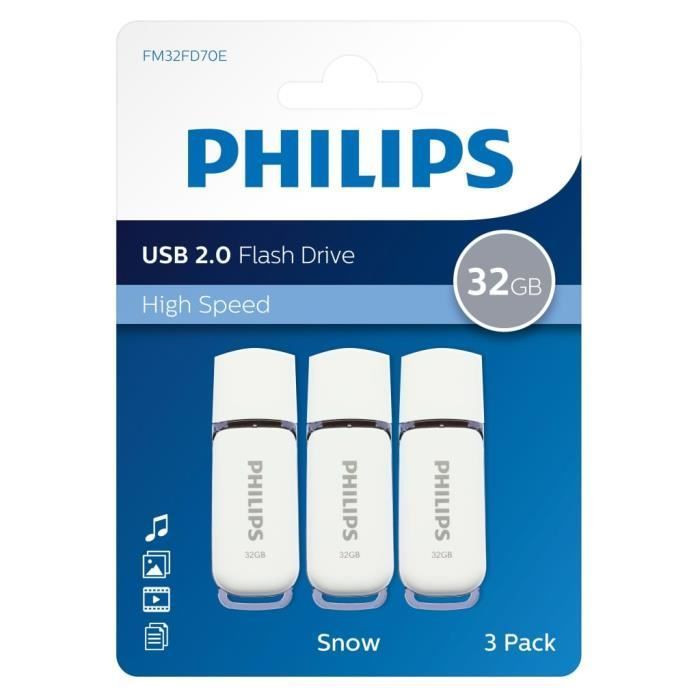 Philips 32GB USB 2.0 Snow Edition Keychain Drives (White and Grey)