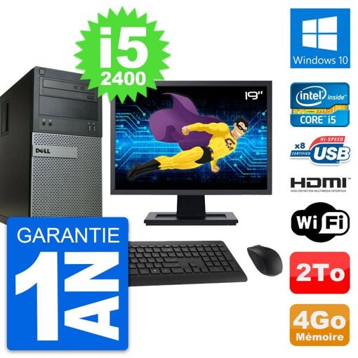 Dell Optiplex 390 MT Desktop PC - 19" Screen, i5-2400, 4GB RAM, 2TB Hard Drive, HDMI