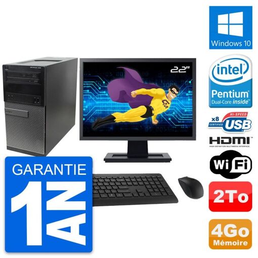 Dell Optiplex 390 MT Desktop PC - 22" Screen, Intel G630, 4GB RAM, 2TB HDD, HDMI, Windows 10, WiFi