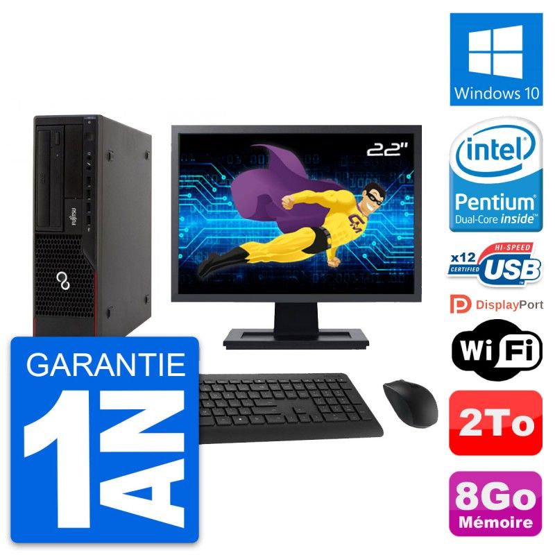 Fujitsu E910 DT 22-inch PC - Intel G630, 8GB RAM, 2TB HDD, Windows 10, WiFi