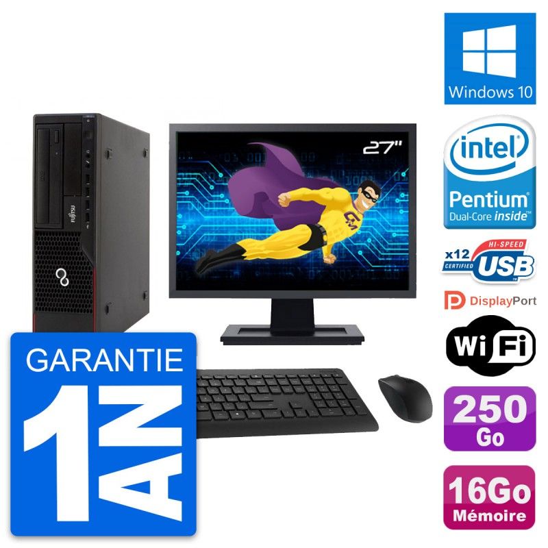 Fujitsu E910 DT 27-inch PC - Intel G630, 16GB RAM, 250GB HDD, Windows 10, WiFi