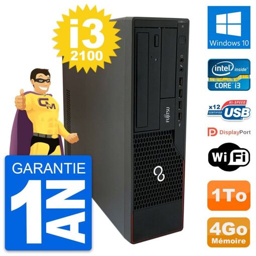 Fujitsu Esprimo E910 DT Desktop PC - Intel i3-2100, 4GB RAM, 1TB HDD, Windows 10, WiFi