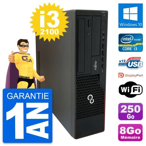 PC de escritorio Fujitsu Esprimo E910 DT - Intel i3-2100, 8GB RAM, disco duro de 250GB, Windows 10, WiFi
