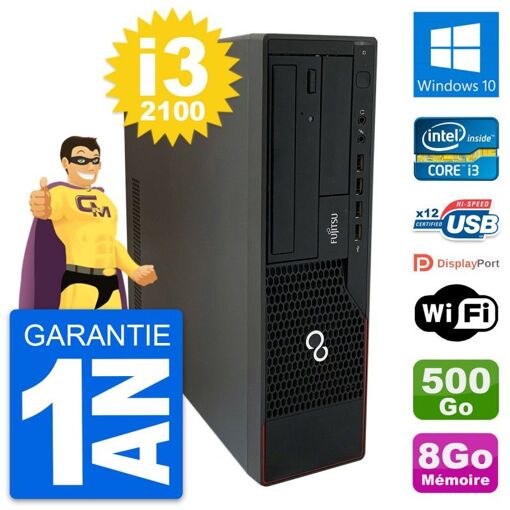 Fujitsu Esprimo E910 DT Desktop PC - Intel i3-2100, 8GB RAM, 500GB HDD, Windows 10, WiFi