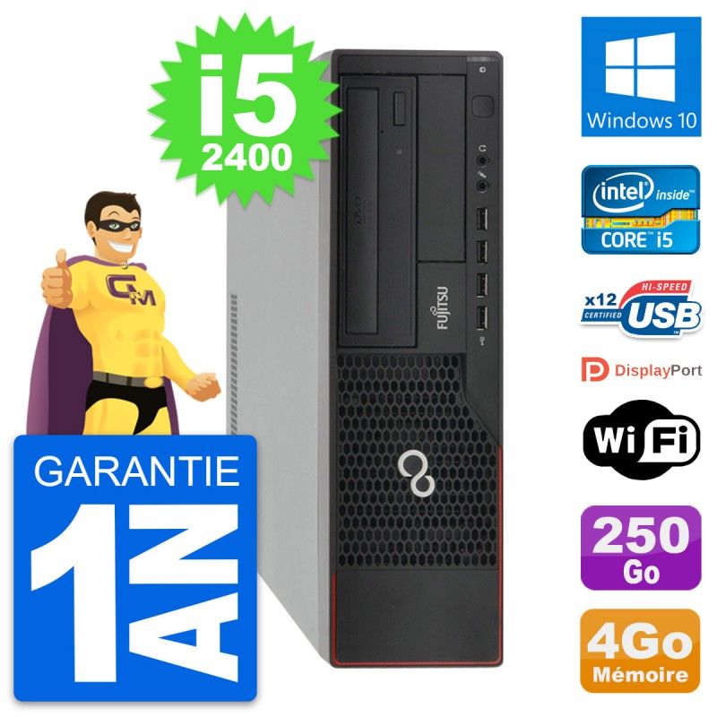 Fujitsu Esprimo E910 DT Desktop Computer - Intel i5-2400, 4GB RAM, 250GB HDD, Windows 10, WiFi