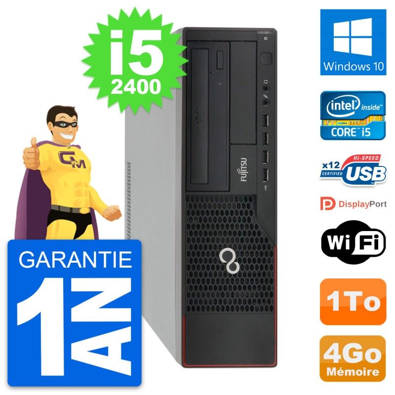 Fujitsu Esprimo E910 DT - Intel Core i5-2400, 4GB RAM, 1TB HDD, Windows 10, WiFi