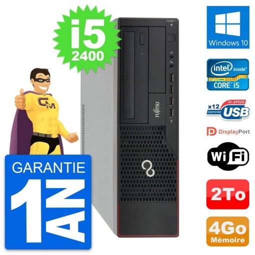 Fujitsu Esprimo E910 DT Desktop Computer - Intel i5-2400, 4GB RAM, 2TB HDD, Windows 10, WiFi