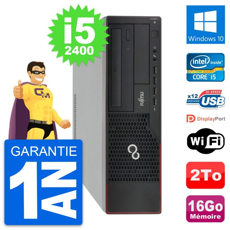 Fujitsu Esprimo E910 DT Desktop PC - Intel i5-2400, 16GB RAM, 2TB HDD, Windows 10, WiFi