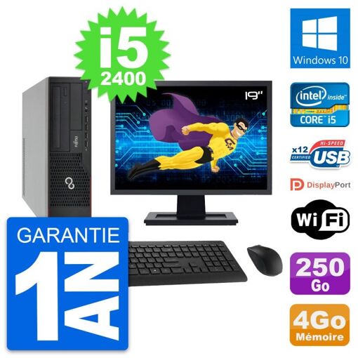 Fujitsu E910 DT 19-Inch PC - Intel i5, 4GB RAM, 250GB HDD, Windows 10, WiFi