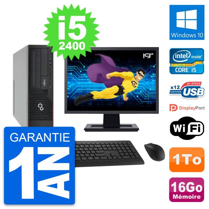 Fujitsu E910 DT 19-Inch PC - Intel i5, 16GB RAM, 1TB HDD, Windows 10, WiFi