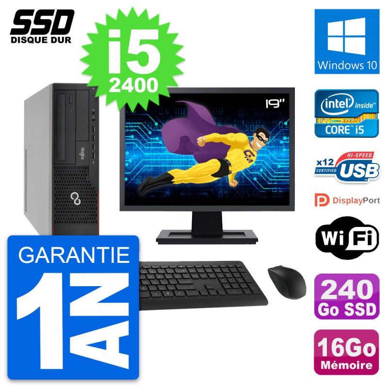 Fujitsu E910 DT 19-Inch PC - Intel i5, 16GB RAM, 240GB SSD, Windows 10, WiFi