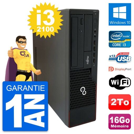 Fujitsu Esprimo E910 DT Desktop PC - Intel i3-2100, 16GB RAM, 2TB HDD, Windows 10, WiFi
