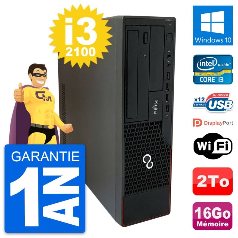 Fujitsu Esprimo E910 DT Desktop PC - Intel i3-2100, 16GB RAM, 2TB HDD, Windows 10, WiFi