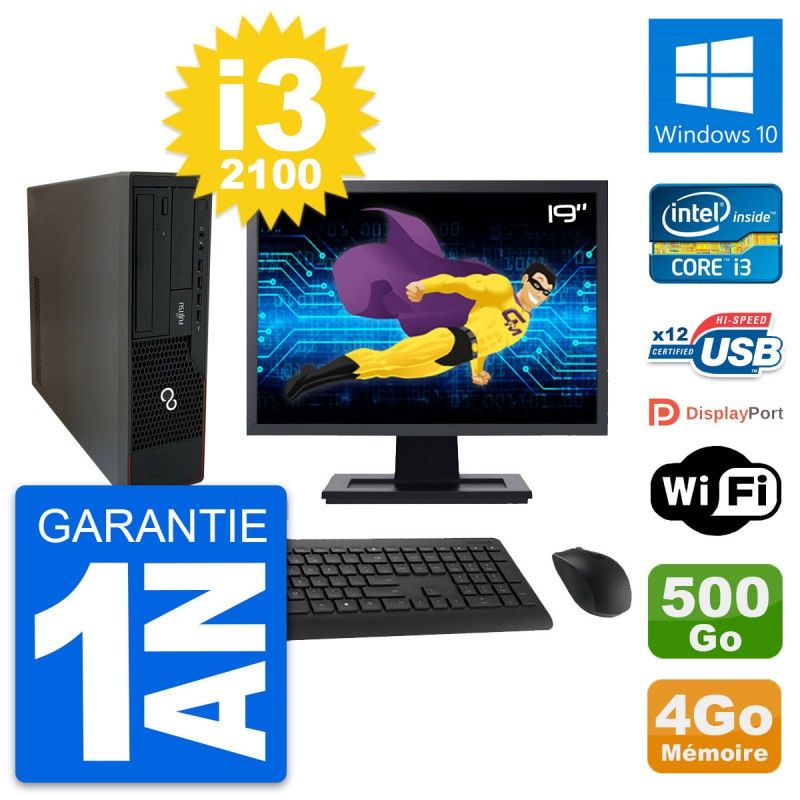 Fujitsu E910 DT 19-Inch PC - Intel i3, 4GB RAM, 500GB HDD, Windows 10, WiFi