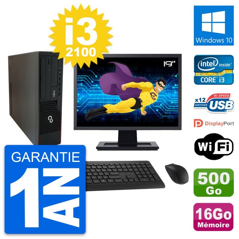 Fujitsu E910 DT 19-Inch PC - Intel i3, 16GB RAM, 500GB HDD, Windows 10, WiFi