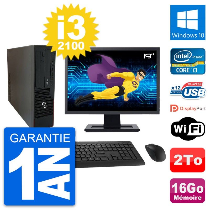 Fujitsu E910 DT 19-Inch PC - Intel i3, 16GB RAM, 2TB HDD, Windows 10, Wifi