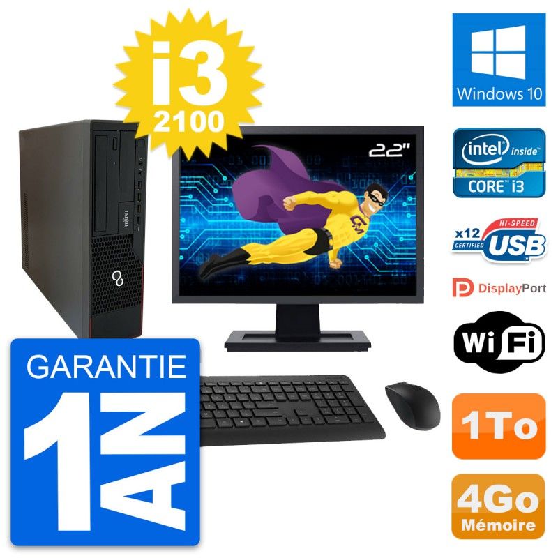 Fujitsu E910 DT 22-inch PC - Intel i3, 4GB RAM, 1TB HDD, Windows 10