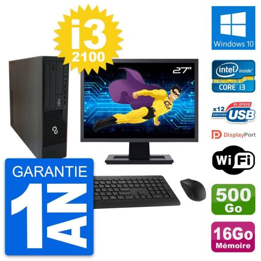 Fujitsu E910 DT 27-Inch PC - Intel i3, 16GB RAM, 500GB HDD, Windows 10, WiFi