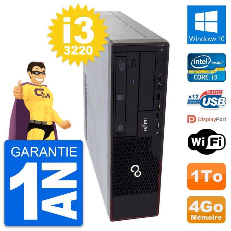 Fujitsu Esprimo E910 DT - Desktop PC with Intel i3-3220, 4GB RAM, 1TB HDD, Windows 10, WiFi
