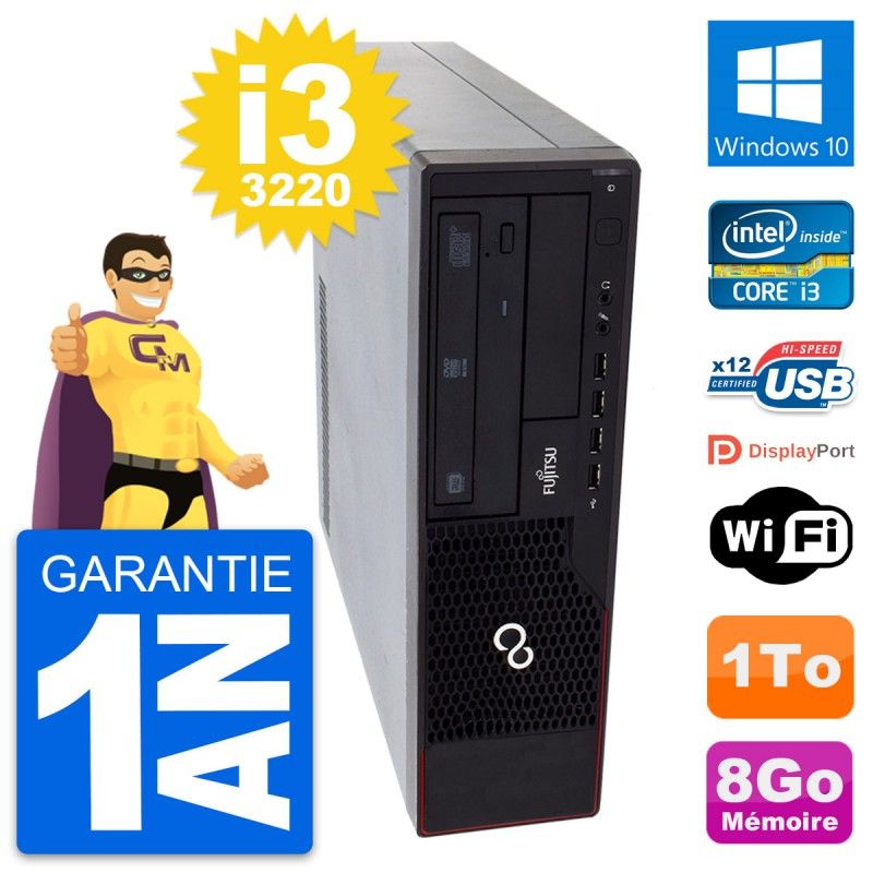 Fujitsu Esprimo E910 DT PC - Intel i3-3220, 8GB RAM, 1TB HDD, Windows 10, WiFi