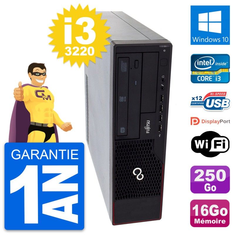 Fujitsu Esprimo E910 DT Desktop PC - Intel i3-3220, 16GB RAM, 250GB HDD, Windows 10, WiFi