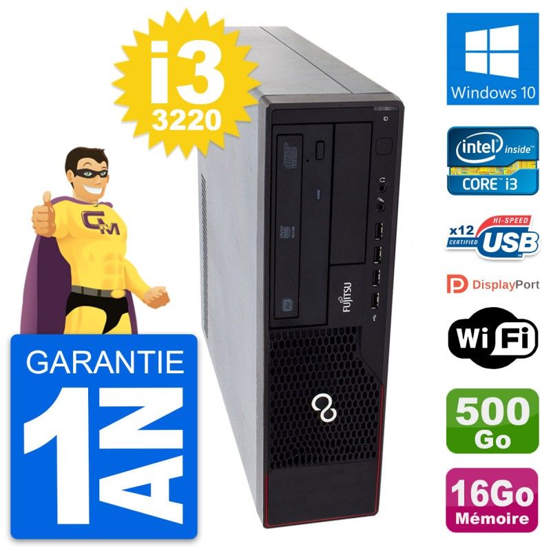Fujitsu Esprimo E910 DT Desktop PC - Intel i3-3220, 16GB RAM, 500GB HDD, Windows 10, WiFi
