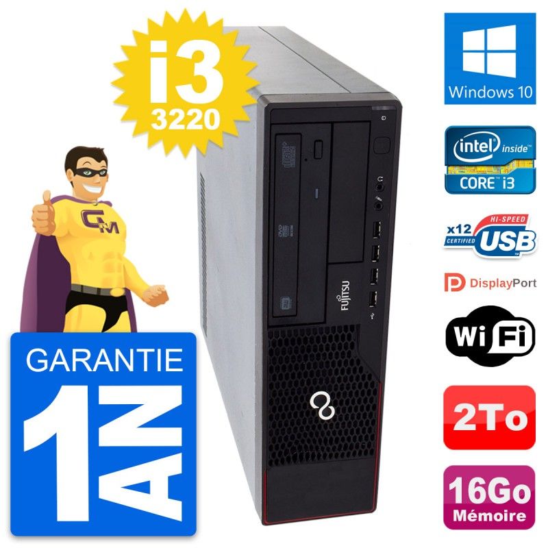 Fujitsu Esprimo E910 DT PC - Intel i3-3220, 16GB RAM, 2TB Hard Drive, Windows 10, WiFi