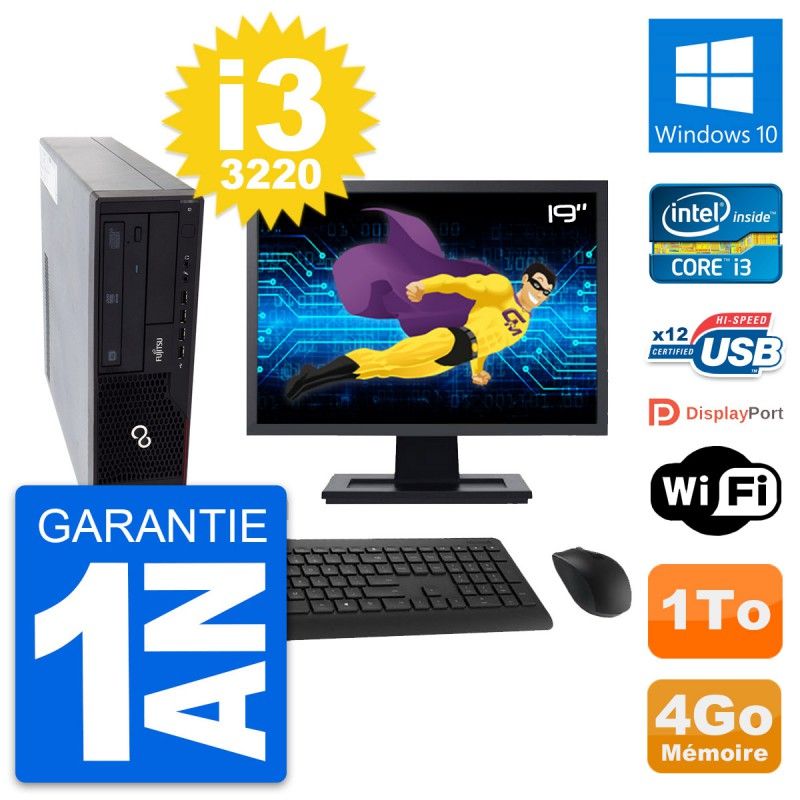 Fujitsu E910 DT 19-Inch Desktop PC - Intel i3-3220, 4GB RAM, 1TB HDD, Windows 10
