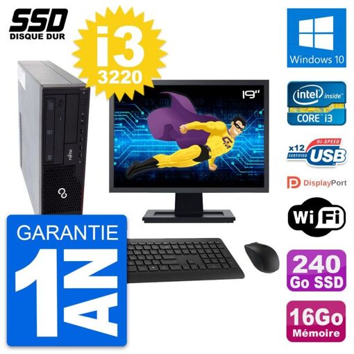 Fujitsu E910 DT 19-Inch PC - Intel i3, 16GB RAM, 240GB SSD, Windows 10, Wifi