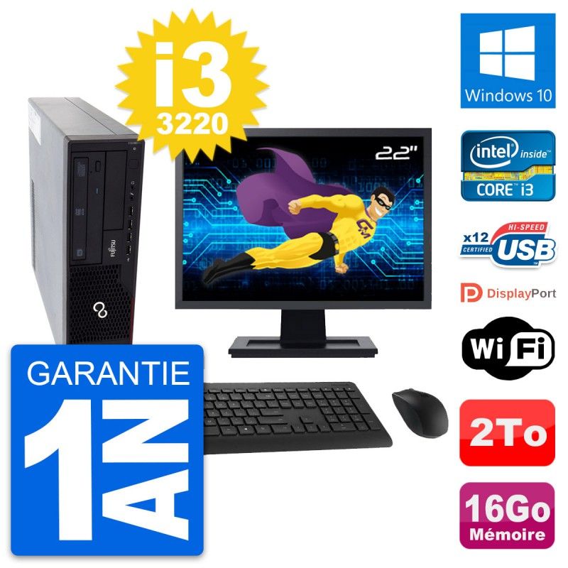 Fujitsu E910 DT 22-Inch PC - Intel i3, 16GB RAM, 2TB HDD, Windows 10, Wifi