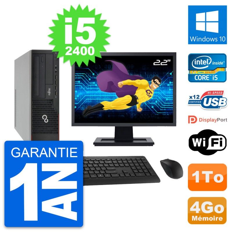 Fujitsu E910 DT 22-inch PC - Intel i5, 4GB RAM, 1TB HDD, Windows 10, WiFi