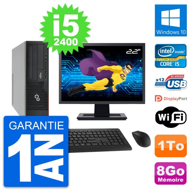 Fujitsu E910 DT 22-Inch PC - Intel i5, 8GB RAM, 1TB Hard Drive, Windows 10, WiFi