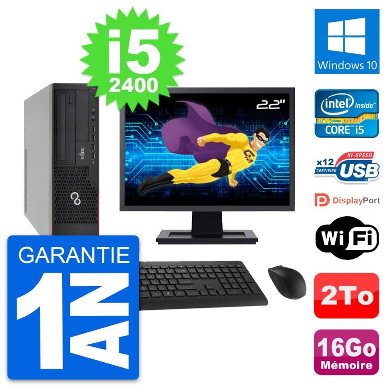 Fujitsu E910 DT 22-inch PC - Intel i5, 16GB RAM, 2TB HDD, Windows 10, WiFi
