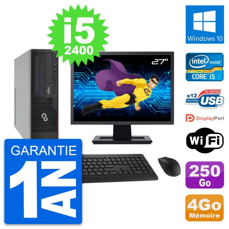 Fujitsu E910 DT 27-inch PC - Intel i5, 4GB RAM, 250GB HDD, Windows 10, WiFi