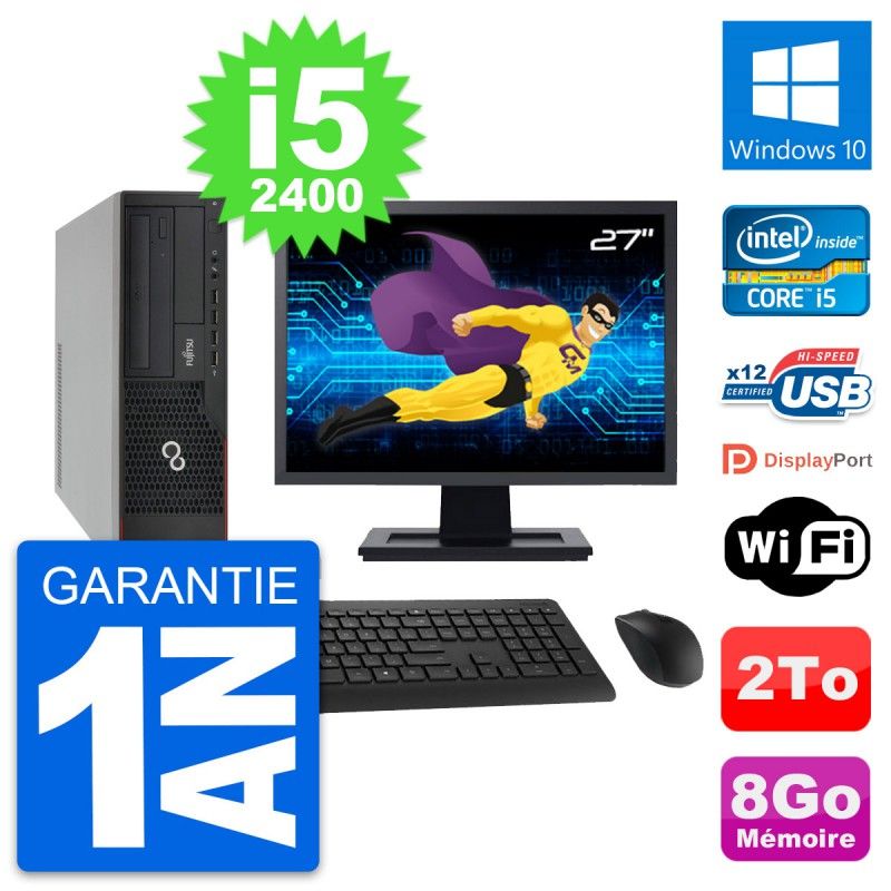 Fujitsu E910 DT 27-Inch Desktop Computer with Intel i5, 8GB RAM, 2TB HDD, Windows 10, WiFi