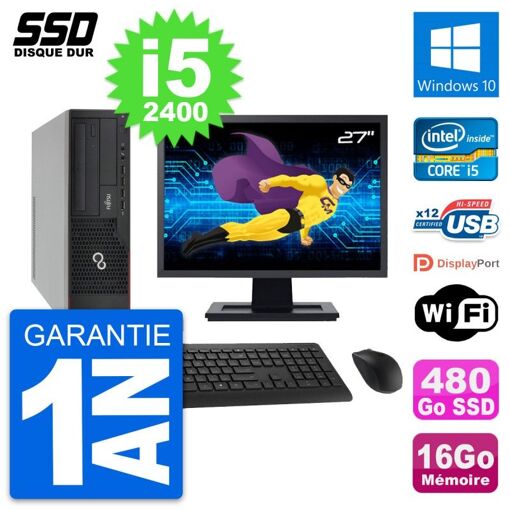 PC de escritorio Fujitsu E910 DT de 27 pulgadas - Intel i5, 16GB de RAM, 480GB SSD, Windows 10, Wifi