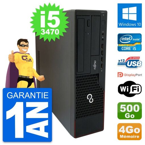 PC de escritorio Fujitsu Esprimo E910 - Procesador Intel Core i5-3470, 4GB de RAM, 500GB HDD, Windows 10, WiFi