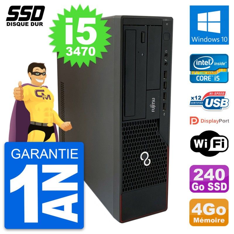 Fujitsu Esprimo E910 DT Desktop PC - Intel Core i5, 4GB RAM, 240GB SSD, Windows 10, Wifi