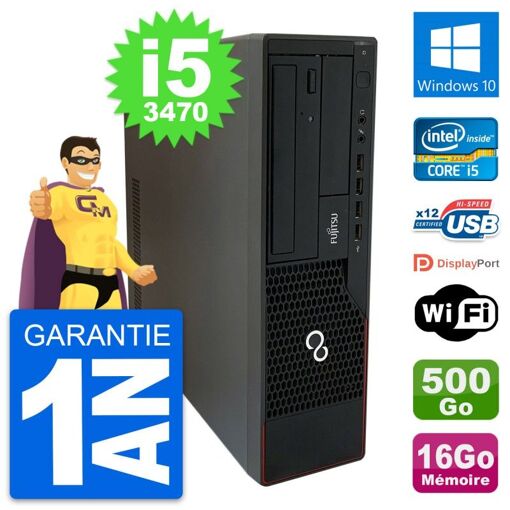 PC de escritorio Fujitsu Esprimo E910 DT - Procesador Intel Core i5-3470, 16 GB de RAM, disco duro de 500 GB, Windows 10, WiFi