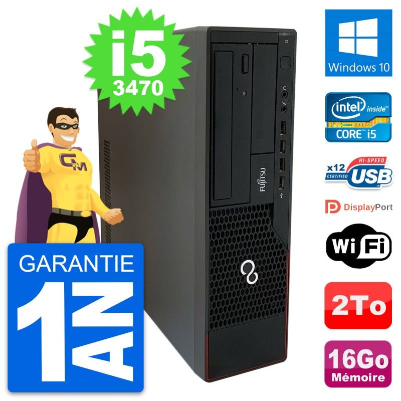 Fujitsu Esprimo E910 DT Desktop PC - Intel Core i5-3470, 16GB RAM, 2TB HDD, Windows 10, WiFi