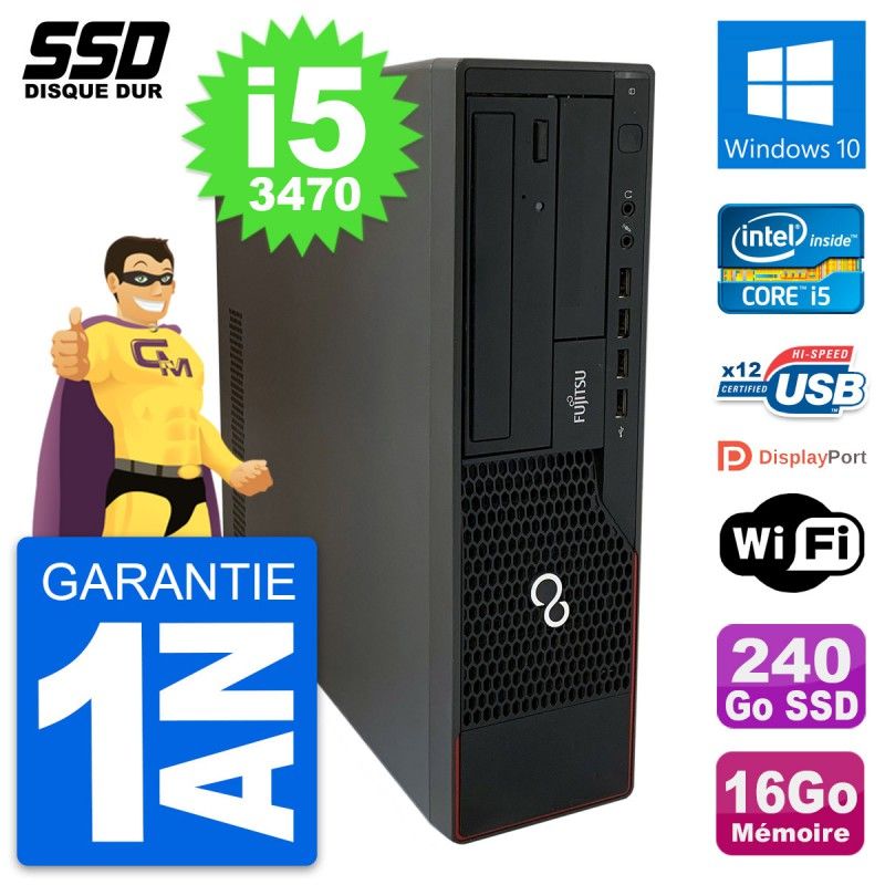 Fujitsu Esprimo E910 DT Desktop PC - Intel Core i5-3470, 16GB RAM, 240GB SSD, Windows 10, WiFi
