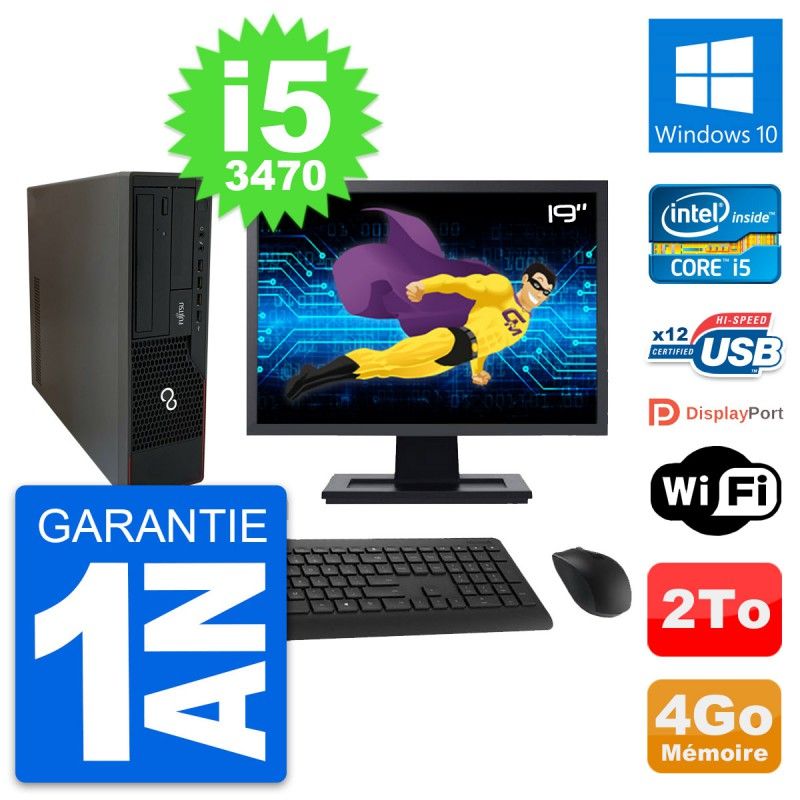 Fujitsu E910 DT 19-Inch Screen Intel i5-3470, 4GB RAM, 2TB HDD, Windows 10, WiFi