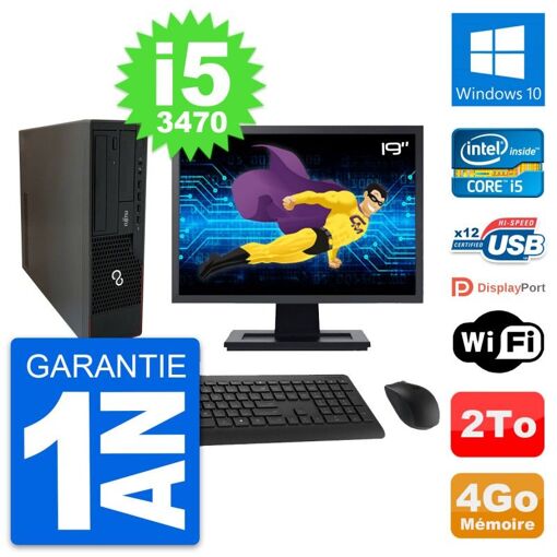 Fujitsu E910 DT 19-Inch Screen Intel i5-3470, 4GB RAM, 2TB HDD, Windows 10, WiFi