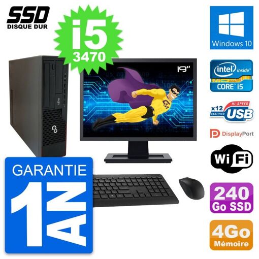 Fujitsu E910 DT 19-Inch Computer - Intel i5, 4GB RAM, 240GB SSD, Windows 10, WiFi