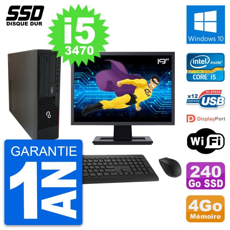 Fujitsu E910 DT 19-Inch Computer - Intel i5, 4GB RAM, 240GB SSD, Windows 10, WiFi